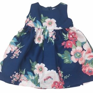 Gymboree Blue Floral Satin Dress NWOT 6-12 months